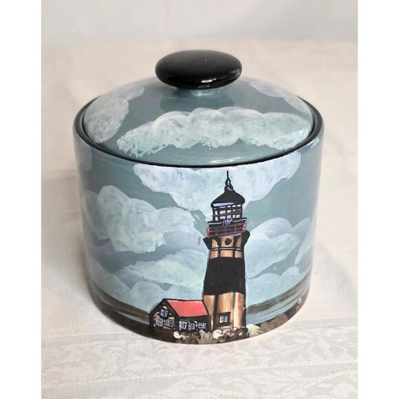 Sakura by David Carter Brown "By the Sea" Stoneware Covered Sugar Bowl - Picture 1 of 8